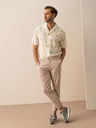 Taş Rengi Slim Fit Pamuklu Pantolon