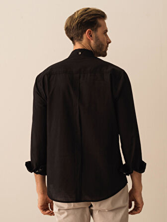 Siyah Regular Fit Pamuklu Gömlek