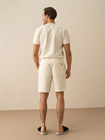 Ekru Regular Fit Pamuklu Şort