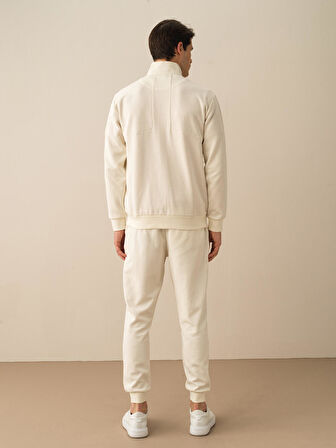 Ekru Regular Fit Pamuklu Sweatmont