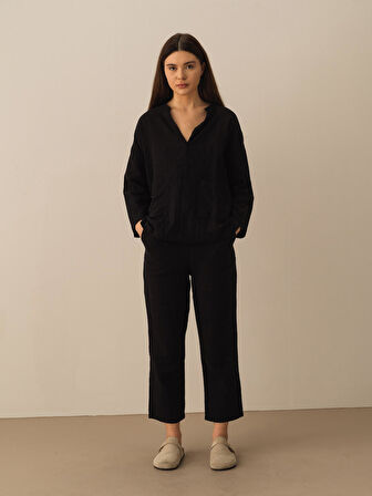 Siyah Big Oversize Pamuklu Gömlek