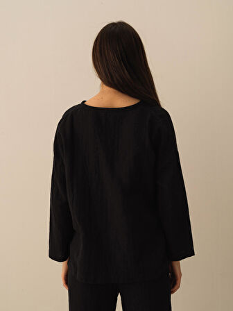 Siyah Big Oversize Pamuklu Gömlek