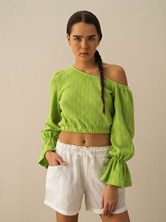 Yeşil Oversize Pamuklu Bluz