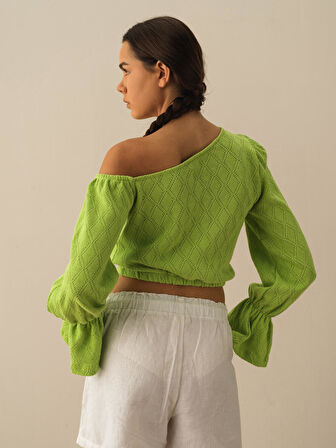 Yeşil Oversize Pamuklu Bluz