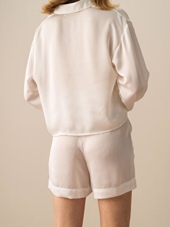 Beyaz Oversize  Şort