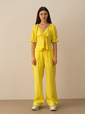 Sarı Regular Fit Modal Bluz