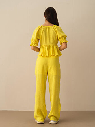Sarı Regular Fit Modal Bluz