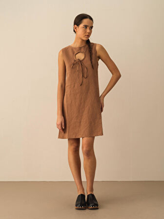 Vizon Regular Fit Keten Elbise