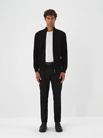 Xint Siyah Pamuk Dokulu Regular Fit Hırka