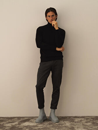 Xint Siyah Pamuk Dokulu Regular Fit Kazak