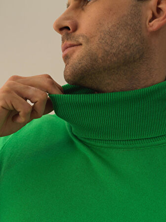 Xint Yeşil Pamuk Dokulu Regular Fit Kazak