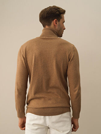 Xint Camel Dokulu Pamuk Dokulu Regular Fit Kazak