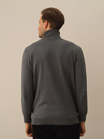 Xint Koyu Gri Dokulu Pamuk Dokulu Regular Fit Kazak