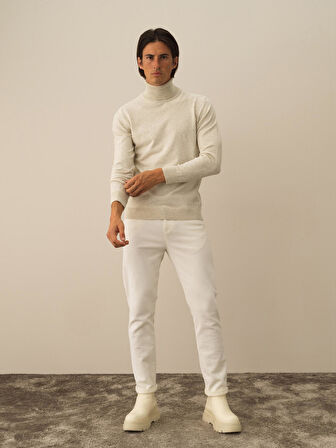 Xint Ekru Dokulu Pamuk Dokulu Regular Fit Kazak