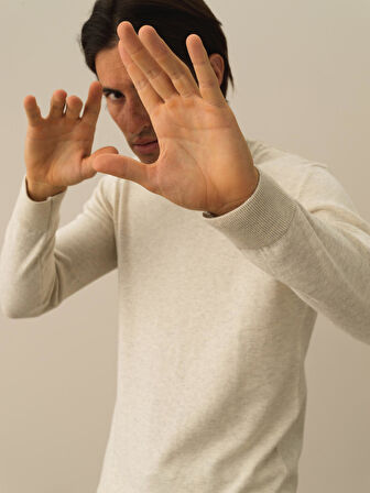 Xint Ekru Dokulu Pamuk Dokulu Regular Fit Kazak