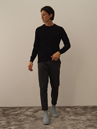 Xint Siyah Pamuk Dokulu Regular Fit Kazak