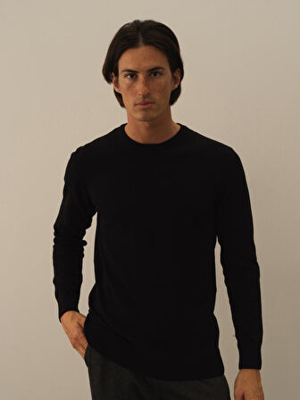 Xint Siyah Pamuk Dokulu Regular Fit Kazak