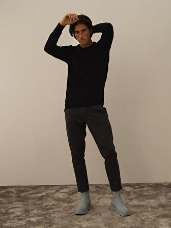 Xint Siyah Pamuk Dokulu Regular Fit Kazak