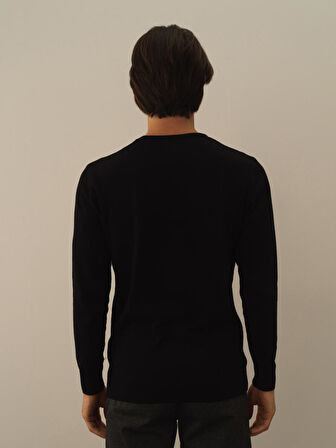 Xint Siyah Pamuk Dokulu Regular Fit Kazak