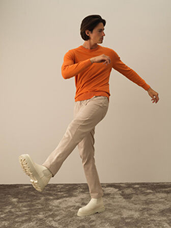 Xint Oranj Pamuk Dokulu Regular Fit Kazak