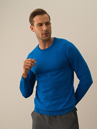 Xint Mavi Pamuk Dokulu Regular Fit Kazak