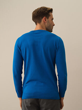 Xint Mavi Pamuk Dokulu Regular Fit Kazak