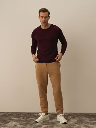 Xint Bordo Pamuk Dokulu Regular Fit Kazak