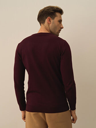 Xint Bordo Pamuk Dokulu Regular Fit Kazak