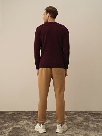 Xint Bordo Pamuk Dokulu Regular Fit Kazak