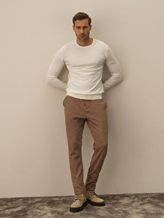 Xint Ekru Pamuk Dokulu Regular Fit Kazak