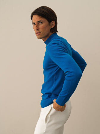 Xint Mavi Pamuk Dokulu Regular Fit Kazak