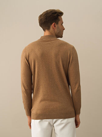 Xint Camel Dokulu Pamuk Dokulu Regular Fit Kazak