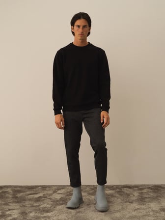 Xint Siyah Pamuk Dokulu Regular Fit Sweatshirt