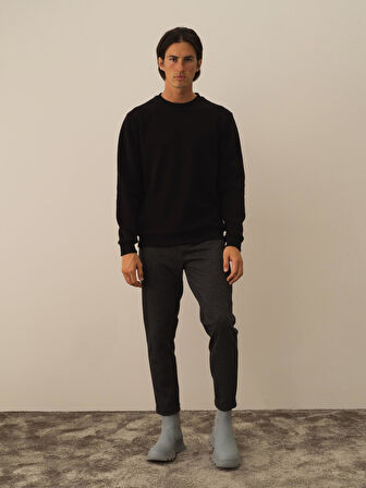 Xint Siyah Pamuk Dokulu Regular Fit Sweatshirt