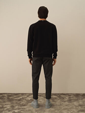 Xint Siyah Pamuk Dokulu Regular Fit Sweatshirt