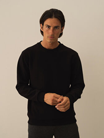 Xint Siyah Pamuk Dokulu Regular Fit Sweatshirt