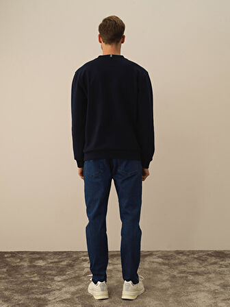Xint Lacivert Pamuk Dokulu Regular Fit Sweatshirt