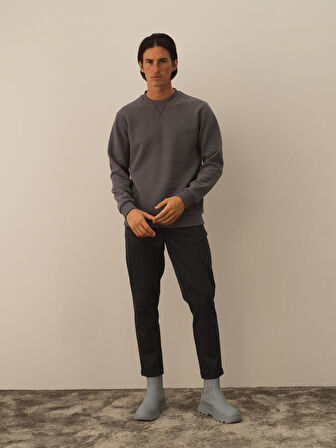 Xint Koyu Gri Pamuk Dokulu Regular Fit Sweatshirt