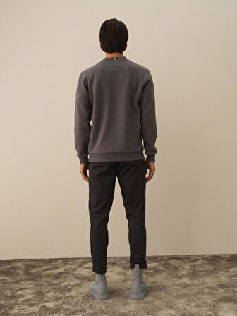 Xint Koyu Gri Pamuk Dokulu Regular Fit Sweatshirt
