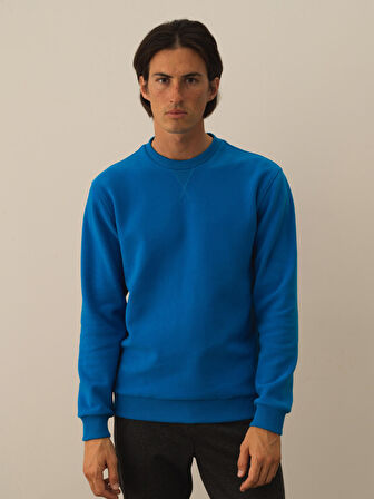 Xint Mavi Pamuk Dokulu Regular Fit Sweatshirt
