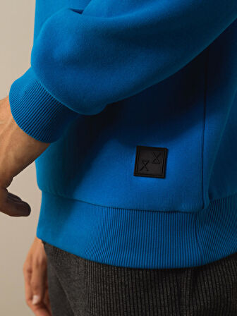 Xint Mavi Pamuk Dokulu Regular Fit Sweatshirt