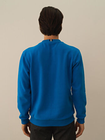 Xint Mavi Pamuk Dokulu Regular Fit Sweatshirt