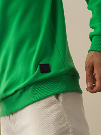 Xint Yeşil Pamuk Dokulu Regular Fit Sweatshirt