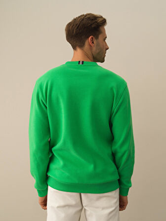 Xint Yeşil Pamuk Dokulu Regular Fit Sweatshirt