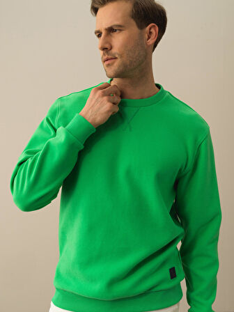 Xint Yeşil Pamuk Dokulu Regular Fit Sweatshirt