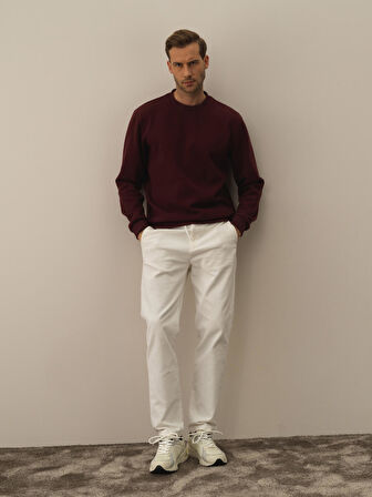 Xint Bordo Pamuk Dokulu Regular Fit Sweatshirt