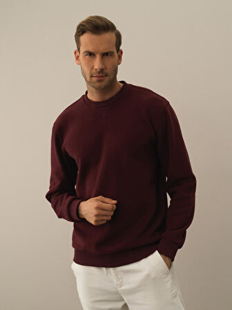 Xint Bordo Pamuk Dokulu Regular Fit Sweatshirt