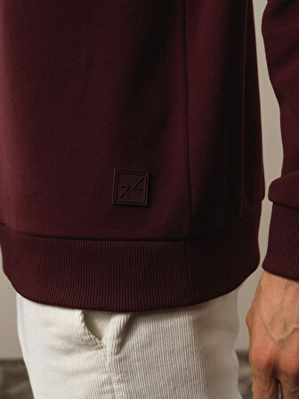 Xint Bordo Pamuk Dokulu Regular Fit Sweatshirt