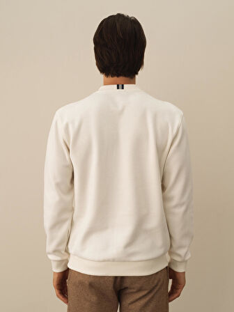 Xint Ekru Pamuk Dokulu Regular Fit Sweatshirt
