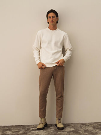 Xint Ekru Pamuk Dokulu Regular Fit Sweatshirt